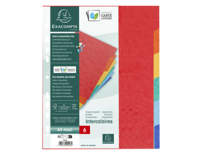 Intercalaires carte lustre 225g 6 positions - A4 maxi