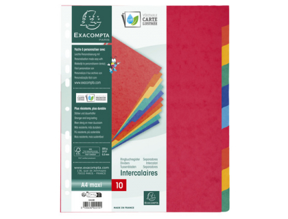 Intercalaires carte lustre 225g 10 positions - A4 maxi