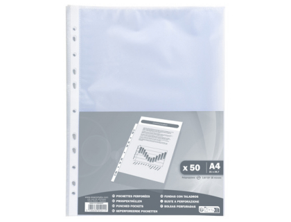 Sachet de 50 pochettes perfores polypropylne Grain 38 microns - A4