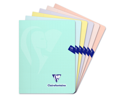 Cahier piqu Mimesys PASTEL 17x22 cm 96 pages grands carreaux couverture polypropylne - Assortis
