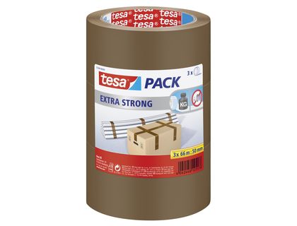 Lot de 3 Rubans adhsifs d'emballage - 50 mm x 66 m - havane Tesapack Extra Strong 