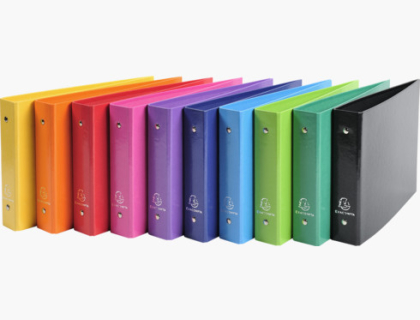 CLASSEUR RIGIDE REMBORD POUR FICHES BRISTOL 125X200MM 2 ANNEAUX 25MM IDERAMA - COULEURS ASSORTIES