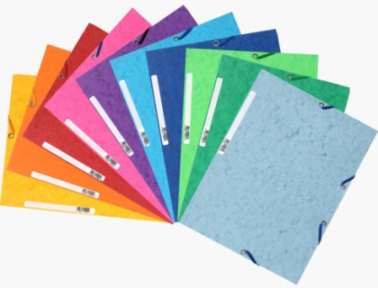 CHEMISE 3 RABATS  LASTIQUES CARTE LUSTRE 400G/M2 - A4 - COULEURS ASSORTIES