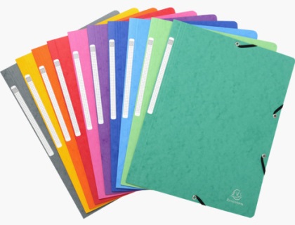 CHEMISE  LASTIQUE SANS RABAT CARTE LUSTRE 400GM2 - A4 - COULEURS ASSORTIES