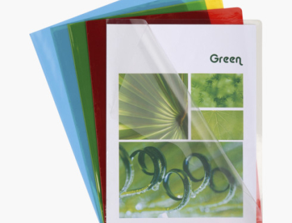 SACHET DE 10 POCHETTES COIN PVC LISSE HAUTE RSISTANCE 13/100E - A4 - COULEURS ASSORTIES