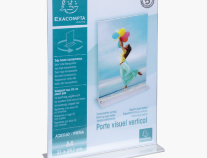PORTE-VISUEL DROIT VERTICAL A4 - CRISTAL