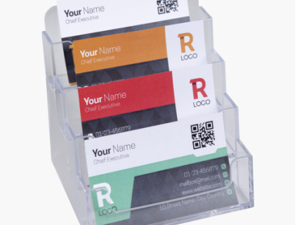 DISTRIBUTEUR DE CARTES DE VISITE 4 CASES - CRISTAL