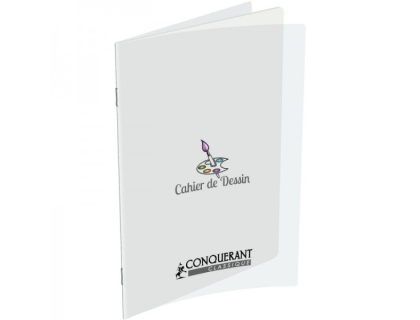 Cahier de dessin 32 pages 17x22 cm uni 90g, couverture en polypropylne incolore