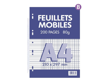 FEUILLETS MOBILES 21X29,7 200P SYS 80G BLANC