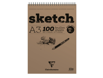 Sketch bloc spiral 100F A3 90g - Blanc