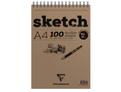 Sketch bloc spiral 100F A4 90g - Blanc