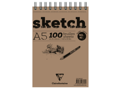 Sketch bloc spiral 100F A5 90g - Blanc