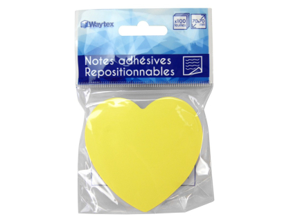 Bloc 100 notes repositionnable c?ur 5 couleurs 70x70mm