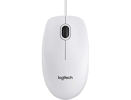 Logitech B100 Souris Filaire USB, 3 Boutons, Suivi Optique, Ambidextre, Compatible avec PC/Mac/Ordinateur Portable/Chromebook - Blanche