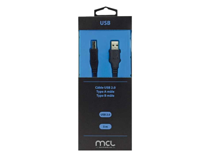 CORDON USB 2.0 TYPE A/B MALE 5 M EN BLISTER MCL