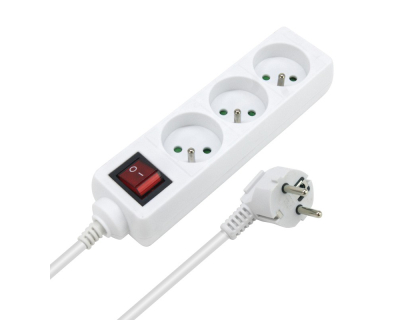 Multiprise lectrique avec interrupteur 3 prises 1.50m blanche NF