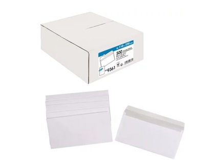ENVELOPPES BLANCHES DL 110X220 BANDE ADHESIVE X500