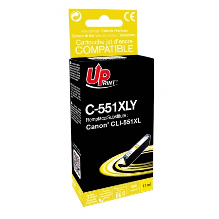 Cartouche Uprint Canon CLI-551XL Jaune remanufacture