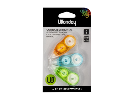 LOT DE 3 MINIS CORRECTEURS RUBAN 5MM X 4M WONDAY