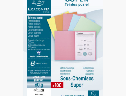 PAQUET DE 100 SOUS-CHEMISES SUPER 60 - 22X31CM - COULEURS ASSORTIES