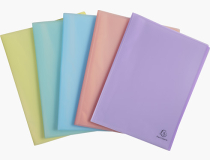 PROTGE-DOCUMENTS EN POLYPROPYLNE SEMI RIGIDE CHROMALINE PASTEL 100 VUES - A4 - COULEURS ASSORTIES