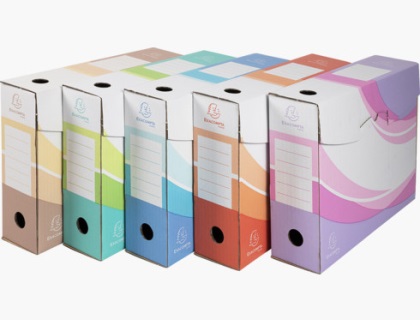 LOT 5 BOITES ARCHIVE DOS 80MM CARTON ONDUL - COULEURS ASSORTIES