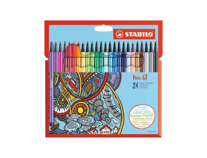 Feutre dessin - STABILO Pen 68 - tui carton x 24 feutres de coloriage pointe moyenne