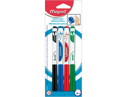 Maped 741312 Marqueurs – Marqueurs (Noir, Bleu, Vert, Rouge, multicolore, en polypropylne (PP), Taille M, sous blister)